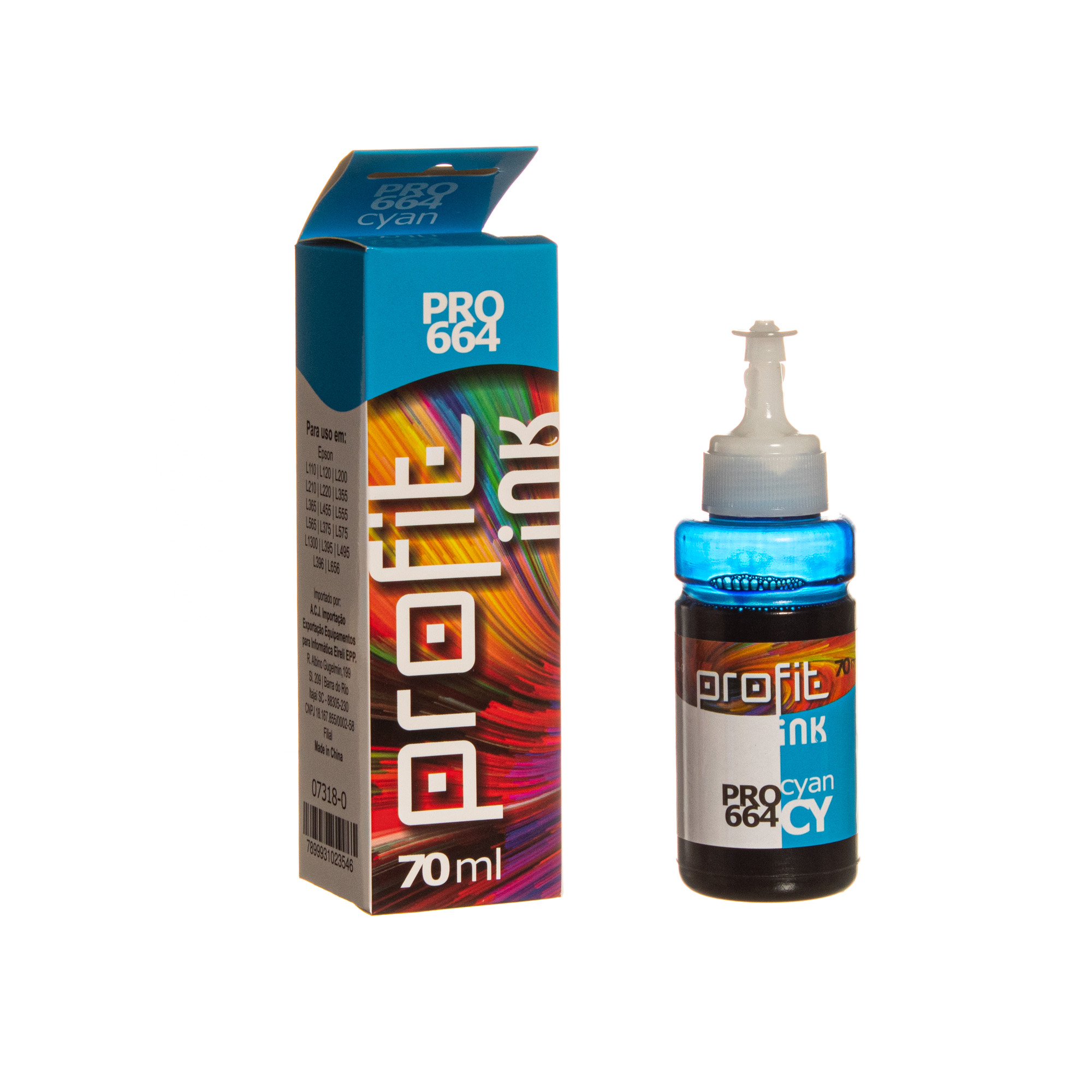 TINTA EPSON 664 REFIL T664220AL L110 | L200 | L355 | L495 (70ML) AZUL CORANTE CXA PROFIT INK IMP