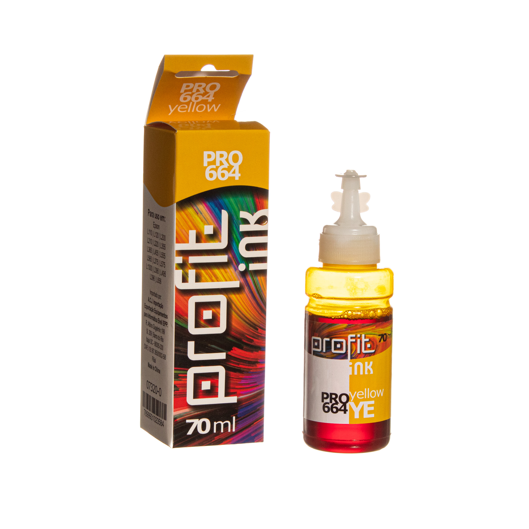 TINTA EPSON 664 REFIL T664420AL L110 | L200 | L355 | L495 (70ML) AMAR CORANTE CXA PROFIT INK IMP